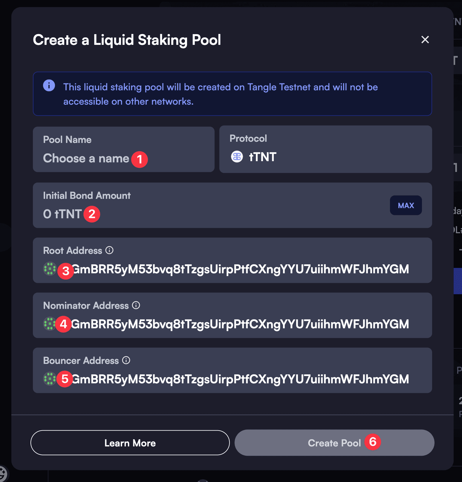 Pool Configuration Form